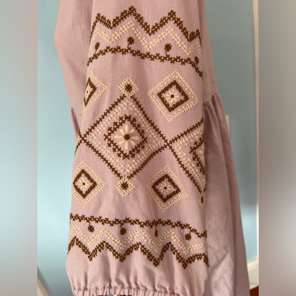 NWOT Madewell Petite Embroidered-Sleeve Popover Midi Dress - Medium - Lavender - Picture 9 of 10